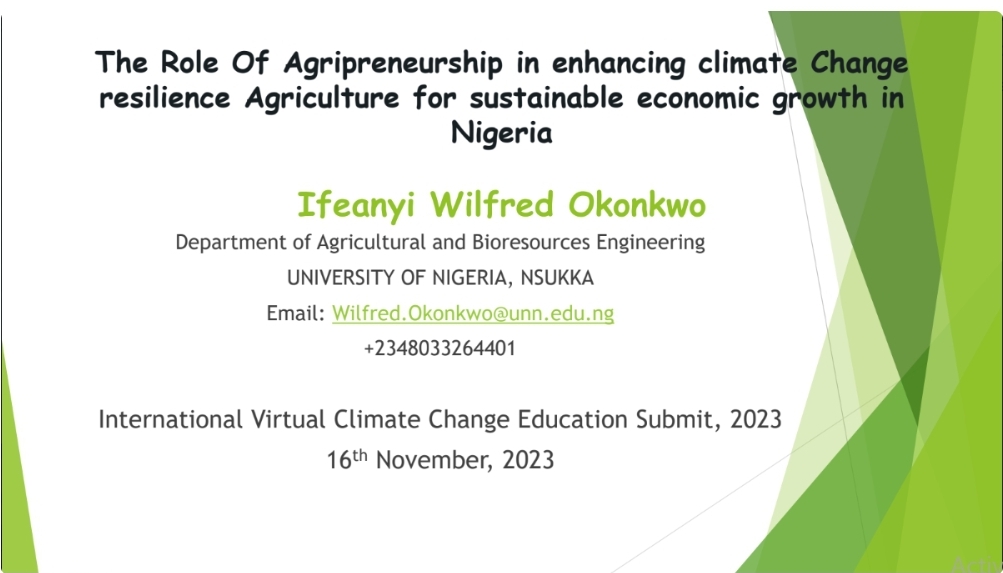 The Role Of Agripreneurship in enhancing climate Change resilience Agriculture for sustainable economic growth in Nigeria